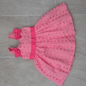 Bonnie Jean Girls Embroidered Eyelet Check with Waist Bow Dress, Size 2T, Pink